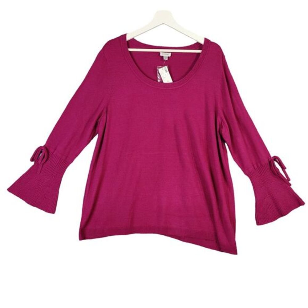 AVENUE Bell Sleeve Sweater Womens Size 18/20 Light Plum Knit Fairy Cottage NEW‎